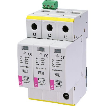 (2440412) Ограничитель перенапряжения ETITEC C T2 440/20 (3+0) 3p, RC, ETI