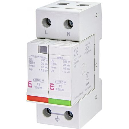 (2442954) Ограничитель перенапряжения ETITEC V T2 255/20 (1+1), ETI