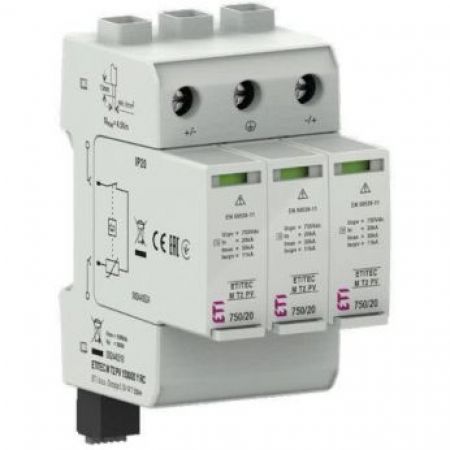 (2440515) Ограничитель перенапряжения ETITEC M T2 PV 1100/20 Y (для PV систем), ETI