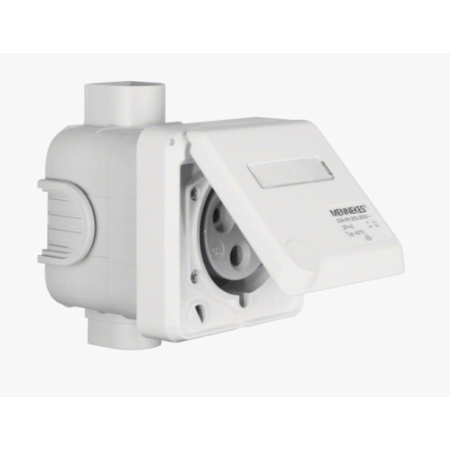 (578601) CEE-розетка 3-пол., внутр.установка, з монт.коробкою, IP44, 250В/32А, Hager