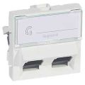 (76595) MOSAIC Розетка інформаційна (з ключом) RJ45 FTP кат.6 LCS²(2 модуля), колір Білий з Червоною шторкою, Legrand