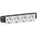 (77404) MOSAIC Блок Розеток електричних 4х2К+З для кабельних каналів DLP, Quintella (16А, 240В~, автоматичні клеми, німецький стандарт) 8модулів, колір Білий, Legrand