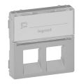 (755482) Valena LIFE Накладка розетки RJ11+RJ45 підпис Алюміній, Legrand