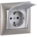 (770122) Valena Розетка 2К+З з кришкою Алюміній, Legrand