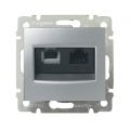 (770280) Valena Розетка телефонна RJ11+RJ45 кат.6 UTP Алюміній, Legrand
