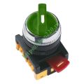 (BSW10-ANCLR-3-K06) Переключатель АNСLR-22-3  на 3 фикс.полож.зеленый неон/240В I-O-II 1з+1р IEK